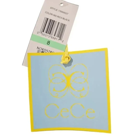 CeCe Lizzie Bell Sleeve Sheath Dress Rich Black Size 8 NWT - Picture 6 of 9